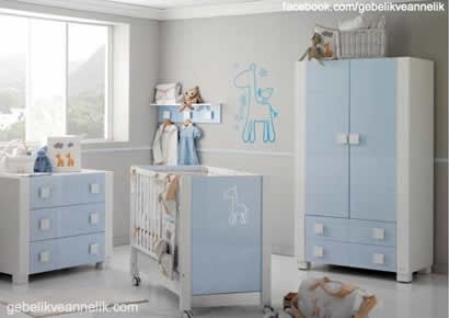 mavi bebek odası dekorasyonu