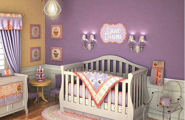 Lavanta Rengi (Lila) Bebek Odası Dekorasyonu