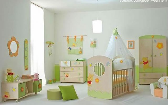 Yeşil Renkli Bebek Odası Dekorasyonu